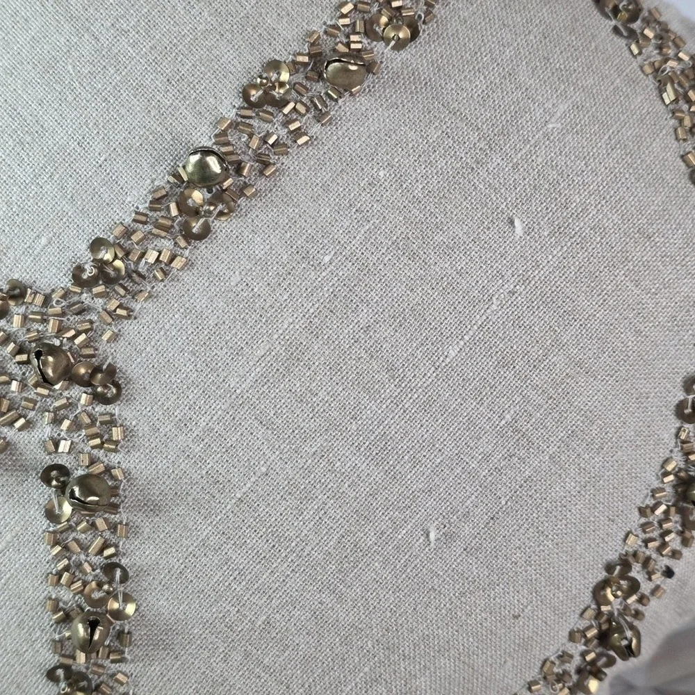 Lot 3 Pottery Barn NWT Jingle Bell Peace Throw Pillow Gray Gold Embellished READ